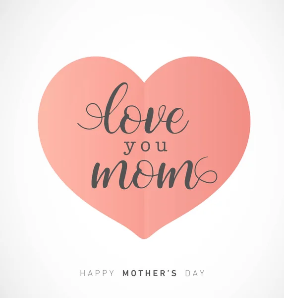 Cartão de Saudação Mínima do Dia das Mães com Coração Pastel em Fundo de Luz — Vetor de Stock