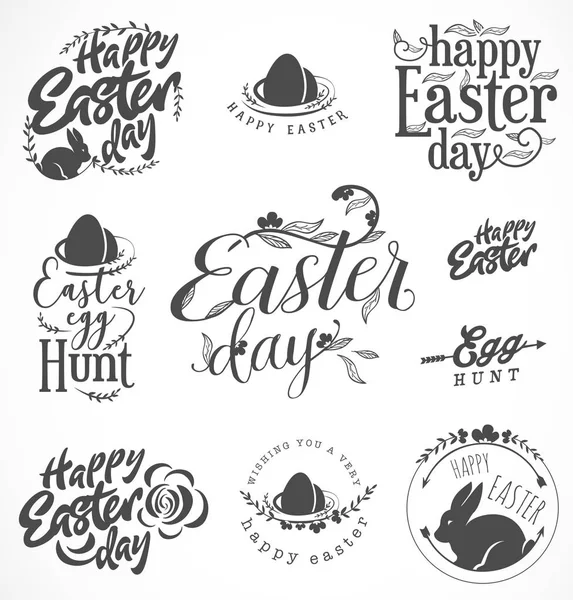 Easter Greeting Card Elements, Labels and Badges in Vintage Style — Stock Vector