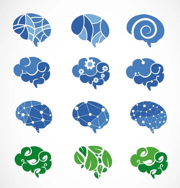 Çeşitli beyin, oluşturma ve fikir simgeler ve öğeleri. Vektör çizimler