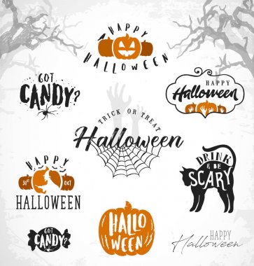 Cadılar Bayramı tasarım öğeleri için partiler, tebrik kartları ve davetiyeler