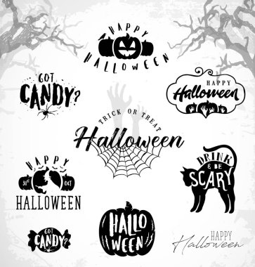 Cadılar Bayramı tasarım öğeleri için partiler, tebrik kartları ve davetiyeler