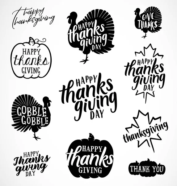 Thanksgiving Vector Calligraphic Illustrations in Vintage style — Stock Vector