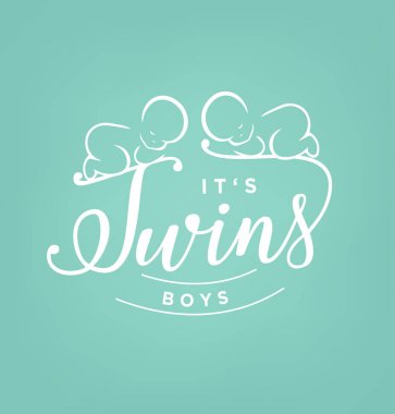 İkizler tasarım öğesi için tebrik ve Baby Shower Davetiye olduğunu