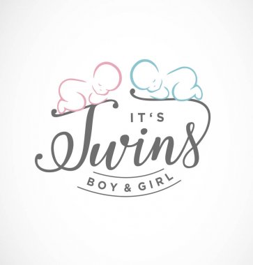 İkizler tasarım öğesi için tebrik ve Baby Shower Davetiye olduğunu