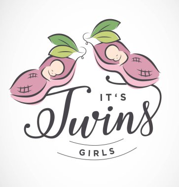 İkizler tasarım öğesi için tebrik ve Baby Shower Davetiye olduğunu