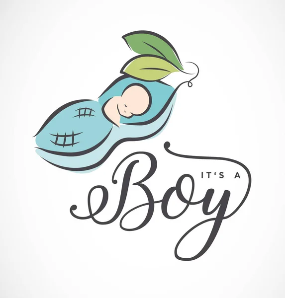 Det Pojke Designelement För Hälsning Och Baby Dusch Inbjudningskort — Stock vektor