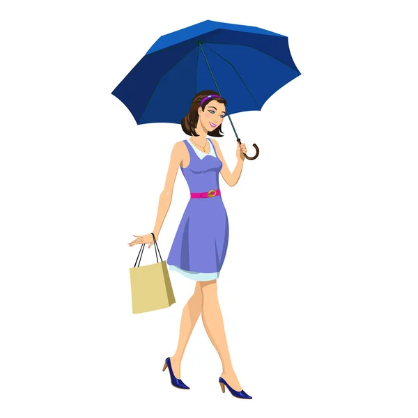 Flicka under ett paraply — Stock vektor