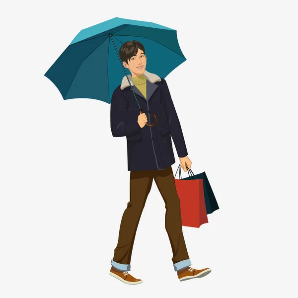 Guy pod deštníkem — Stockový vektor