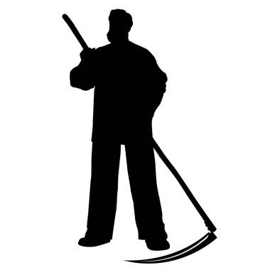 Bir adam bir tırpan ile silüeti