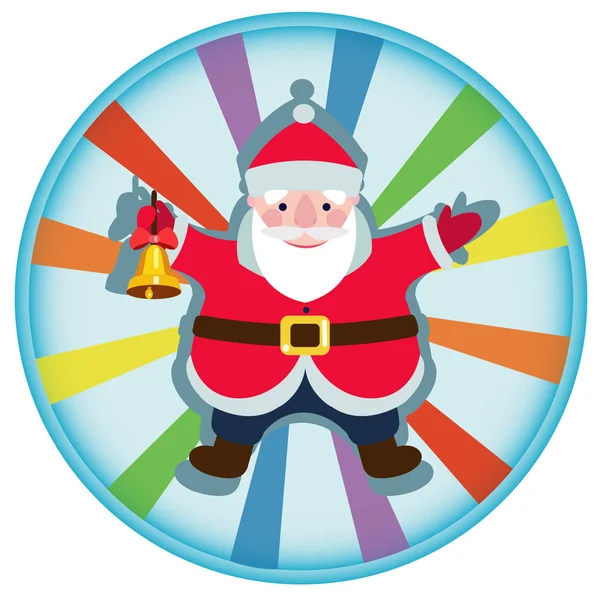 Карикатура Санта-Клаус с рождественским колокольчиком — стоковый вектор