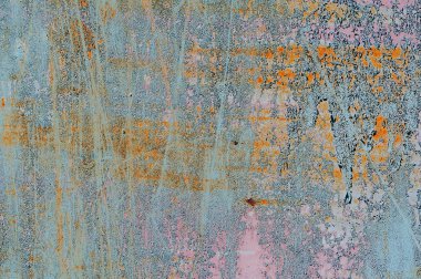 Mavi boya ile eski paslı metal doku ve arka plan