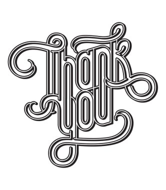 Teşekkürler Mesaj Siyah & Beyaz Vektör Harf Tasarım Kartı