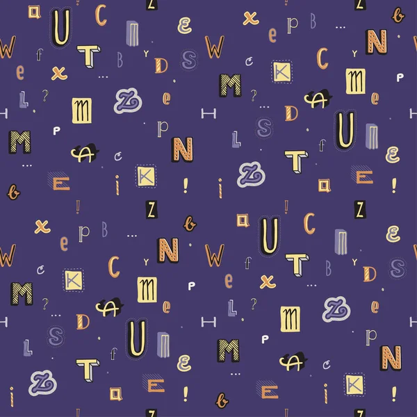 Απρόσκοπτη Μοτίβο Του Διανύσματος Ζωγραφισμένα Στο Χέρι Γράμματα Αλφάβητο Και — Διανυσματικό Αρχείο