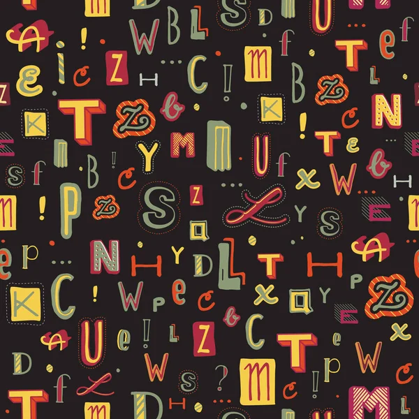 Renksiz Renkli Vektör El Çizimi Alfabe Harfleri ve Noktalama İşaretleri Deseni