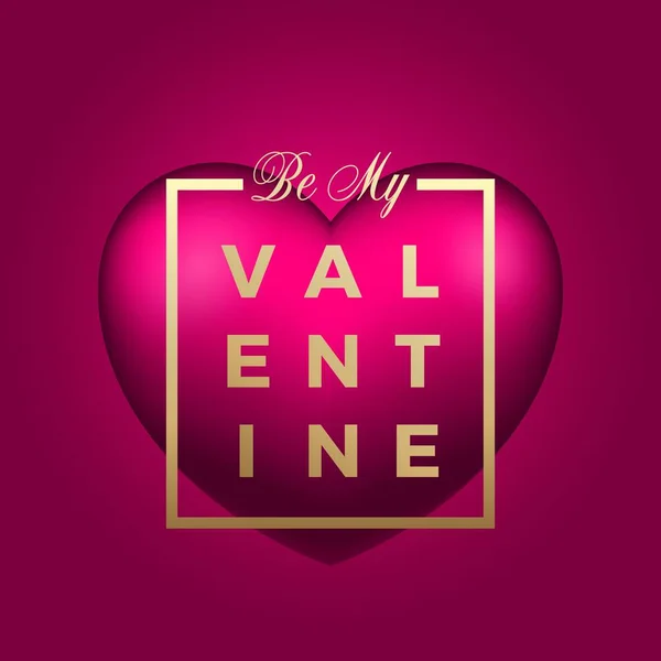 De Vector van het prachtige hart op roze achtergrond. Gouden moderne typografie Valentines Day Greetings in een Frame. Chique kaart of Poster — Stockvector