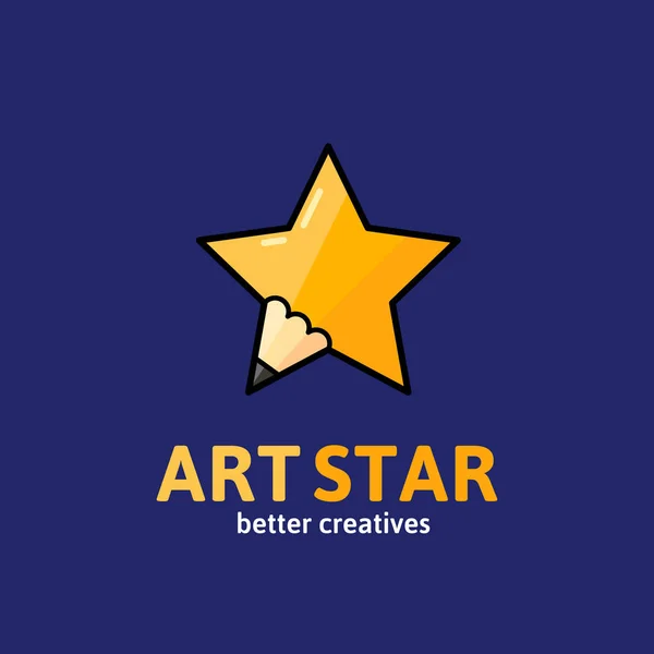 Art Star abstrakt Vector tecken, symbol eller logotyp mall. Kreativa penna konceptet Symbol med typografi. — Stock vektor