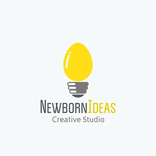 Nyfödd idéer abstrakt Vector tecken, Emblem eller logotyp mall. Lampa och ägg konceptet Symbol. — Stock vektor