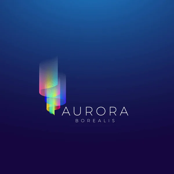Aurora Boreal Signo de vector abstracto, emblema o plantilla de logotipo. Símbolo de calidad premium sobre fondo oscuro — Vector de stock