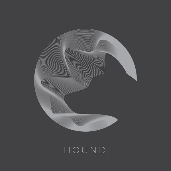 Abstarct Vector hond teken, embleem of Logo sjabloon. Hound hoofd silhouet. Negatieve ruimte illustratie in lijn cirkel. — Stockvector