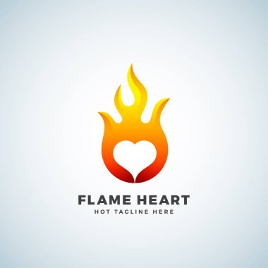 Alev kalp soyut vektör işaret, sembol ya da Logo şablonu. Negatif alan amblem kavramı.