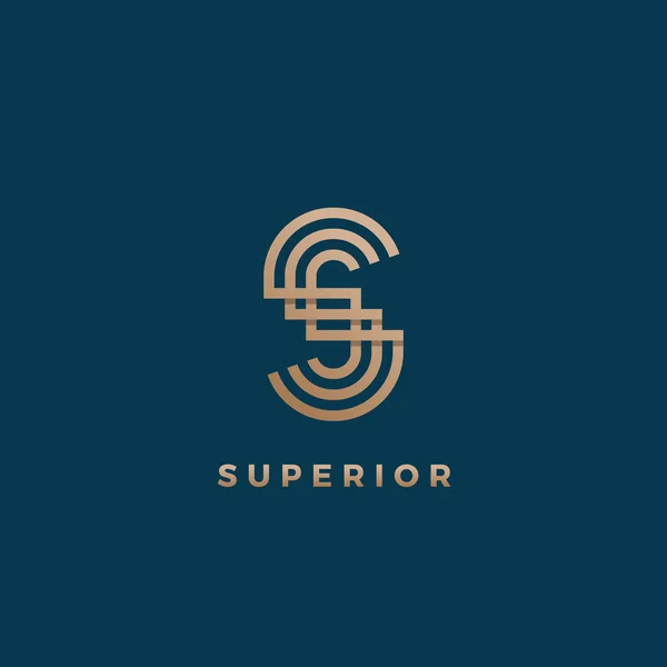 Abstract Geometric Minimal Vector Sign, Symbol o Logo Template. S lettera Modern Monogram. Gradiente d'oro. Isolato su sfondo scuro — Vettoriale Stock