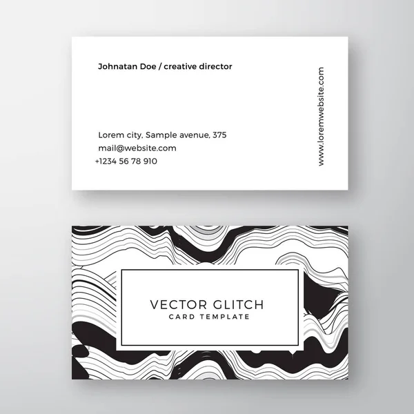 Glitch abstrakt geometri Minimal vektor visitkortsmall. Premium kvalitet Modern typografi. Mjuka realistiska skuggor. — Stock vektor