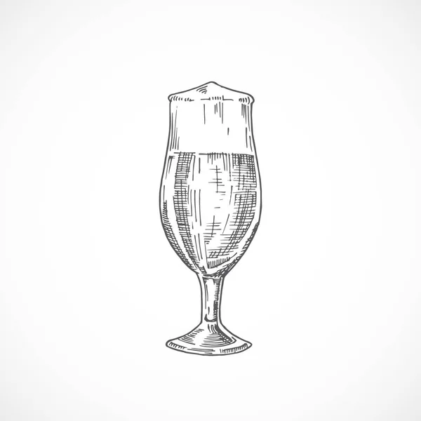 Elegant Beer Glass with Foam. Abstract Sketch. Hand Drawn Vector Illustration. — Stock Vector