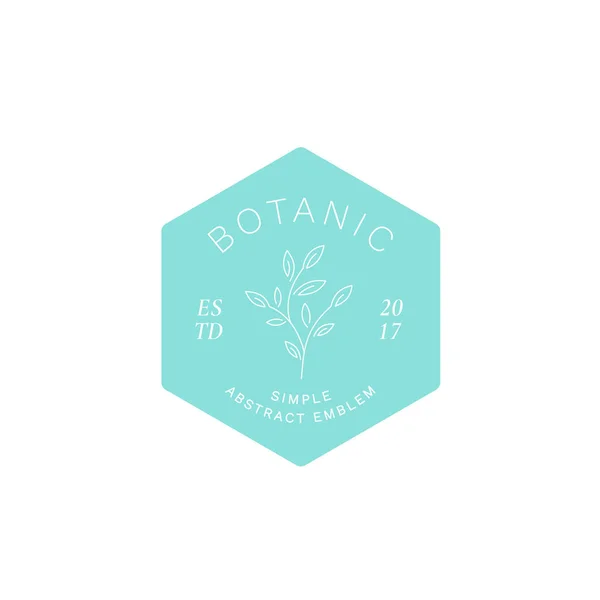 Etichetta botanica astratta semplice, emblema o logo modello. Linea Stile Fiore Silhoutte e Tipografia Moderna . — Vettoriale Stock