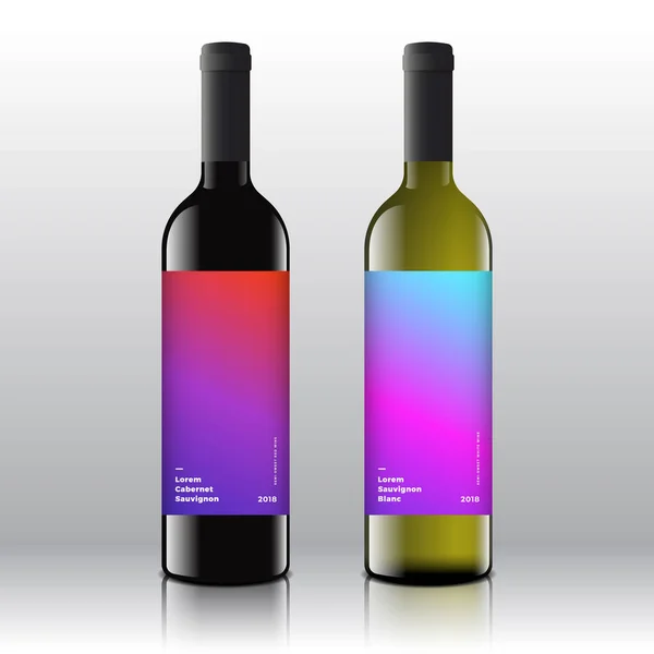 Premium Quality Red and White Wine Labels Concept Set sulle bottiglie vettoriali realistiche. Gradiente pulito e moderno Design minimalista con tipografia minimale elegante . — Vettoriale Stock