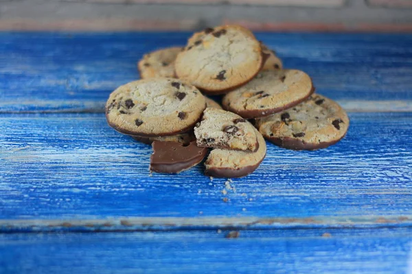 Galletas Desayuno Desayuno Con Café Tarde Hechas Con Almendras Chocolate — Foto de Stock