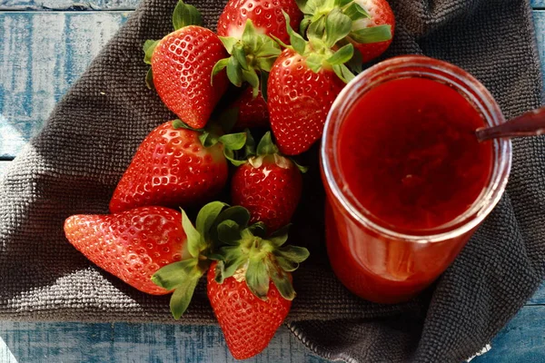 Homemade strawberry jam, made in grandma's style.