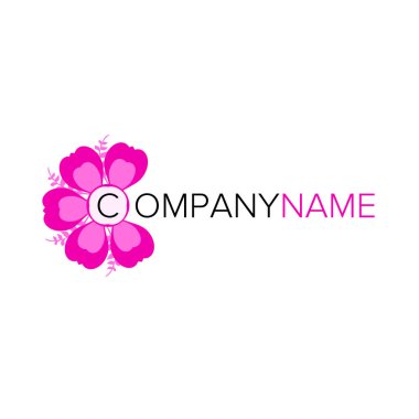 Metinli pembe çiçek vektör logosu