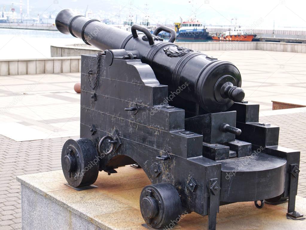 Cannon is aimed towards Tsemess Bay in Novorossiysk, Russia