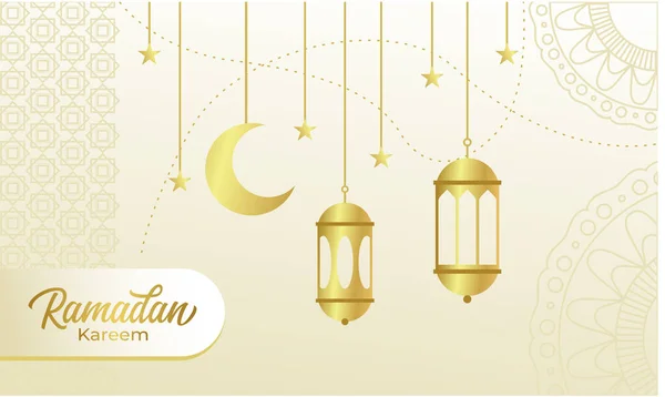 Ramadan Kareem Med Hängande Lykta Såsom Måne Stjärnor Och Andra — Stock vektor