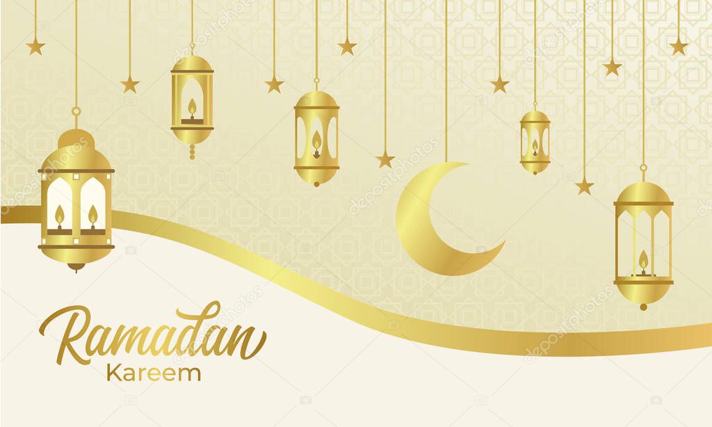 hanging lamp or lantern. ramadan kareem with luxury color. modern vector design