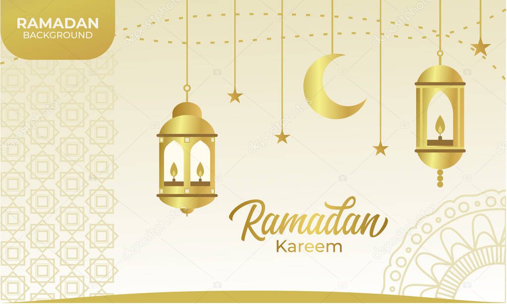 Ramadan kareem banner design with gold color combination