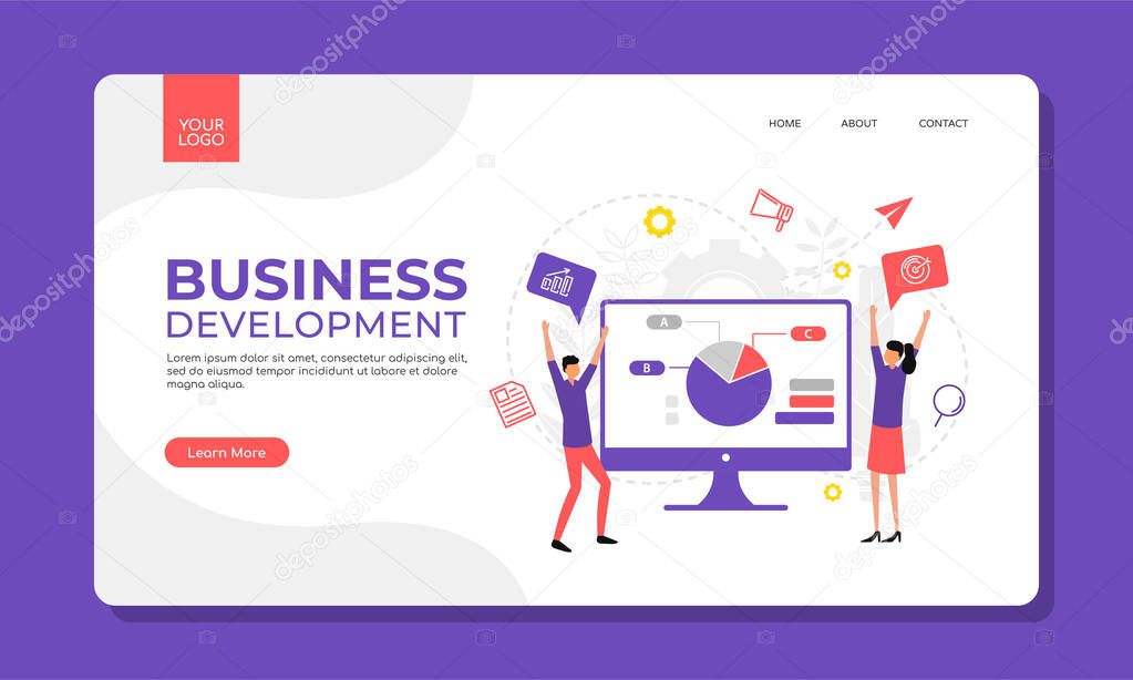 Business strategy, such as team development. flat illustration for landing page
