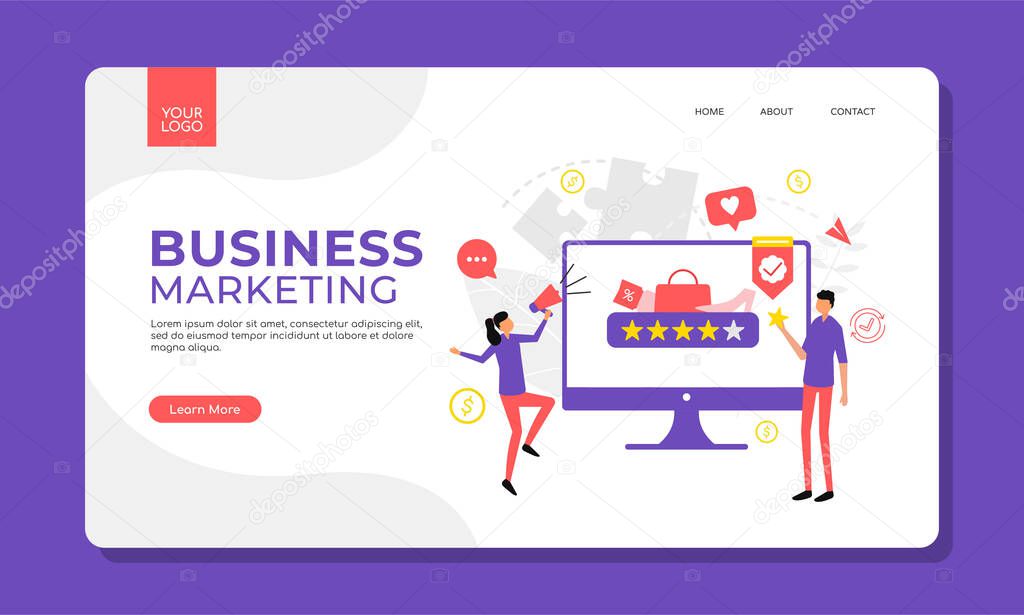 Business strategy, such as Market rating. flat illustration for landing page