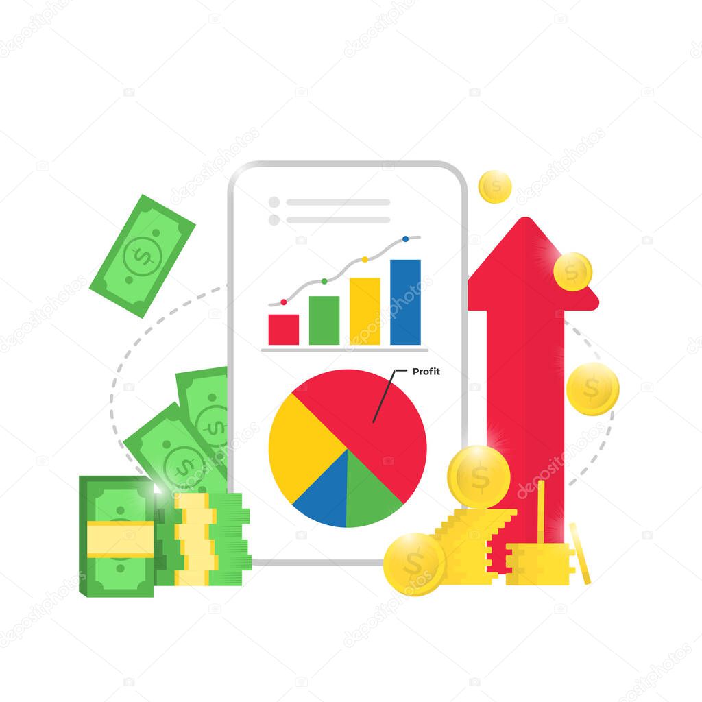 revenue improvement on mobile statistic. business graphic design resource