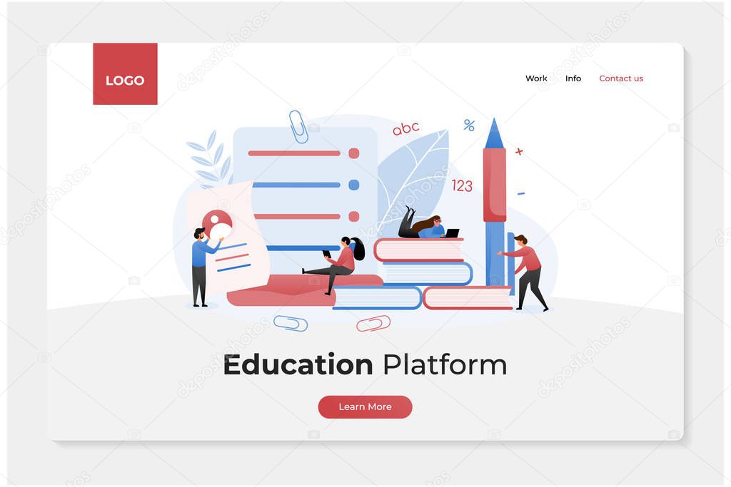 Network Security landing page flat illustration concept of education, knowledge. they are reading a book, create portfolio, writing on laptop. perfect for laning page app on mobile and website.