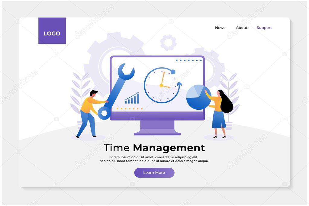 Landing page template of Management. Modern flat design concept of web page design for website and mobile website. Easy to edit and customize. Vector illustration