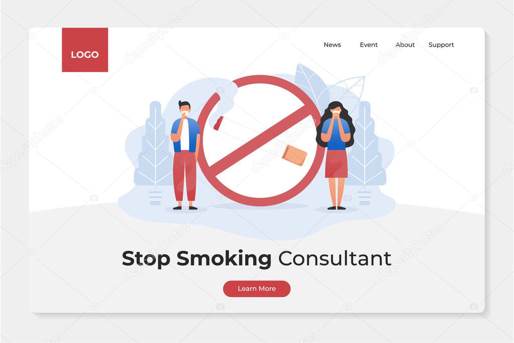 Stop Smoking Area concept. rehabilitation centre to quit smoking suitable for poster, landing page and others. vector illustration editable template