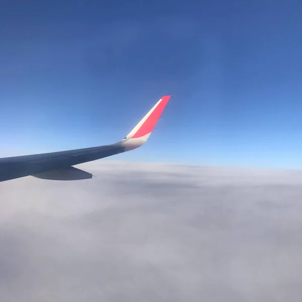 日没の飛行機の翼 — ストック写真