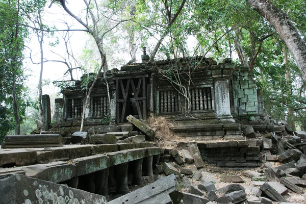 Tempel Architectuur Sculpturen Grote Bomen Zuidoost Aziatische Landen — Stockfoto