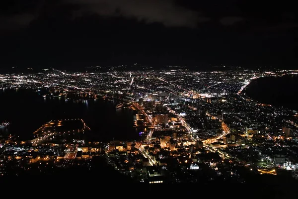 Νυχτερινή Άποψη Του Όρους Hakodate Μία Από Τις Κορυφαίες Τρεις — Φωτογραφία Αρχείου