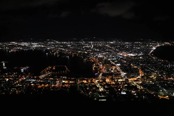 Νυχτερινή Άποψη Του Όρους Hakodate Μία Από Τις Κορυφαίες Τρεις — Φωτογραφία Αρχείου