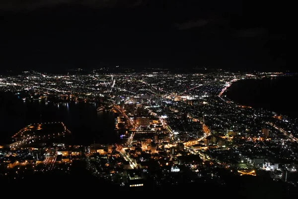 Νυχτερινή Άποψη Του Όρους Hakodate Μία Από Τις Κορυφαίες Τρεις — Φωτογραφία Αρχείου