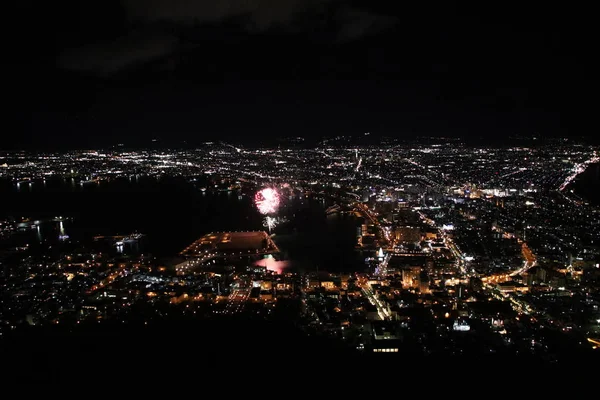 Νυχτερινή Άποψη Του Όρους Hakodate Μία Από Τις Κορυφαίες Τρεις — Φωτογραφία Αρχείου