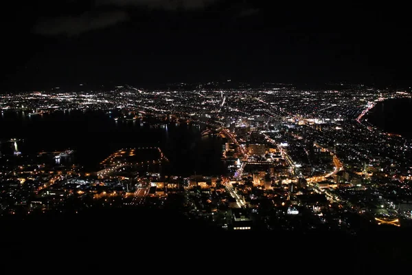 Nachtzicht Mount Hakodate Een Van Werelds Top Drie Nachtelijke Uitzichten — Stockfoto