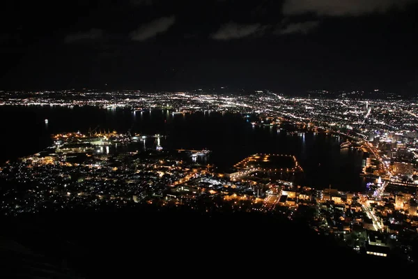 Nachtzicht Mount Hakodate Een Van Werelds Top Drie Nachtelijke Uitzichten — Stockfoto